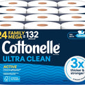 Cottonelle Ultra Comfort Toilet Paper with Cushiony CleaningRipples Texture, Strong Bath Tissue, 24 Family Mega Rolls = 108 Regular Rolls (4 Packs of