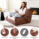 Hobestluk Giant Bean Bag Chair Lazy Floor Sofa, Memory Foam Fireside Sofa for Adults, Big Beanbag Faux Leather Armless Chair for Living Room Bedroom