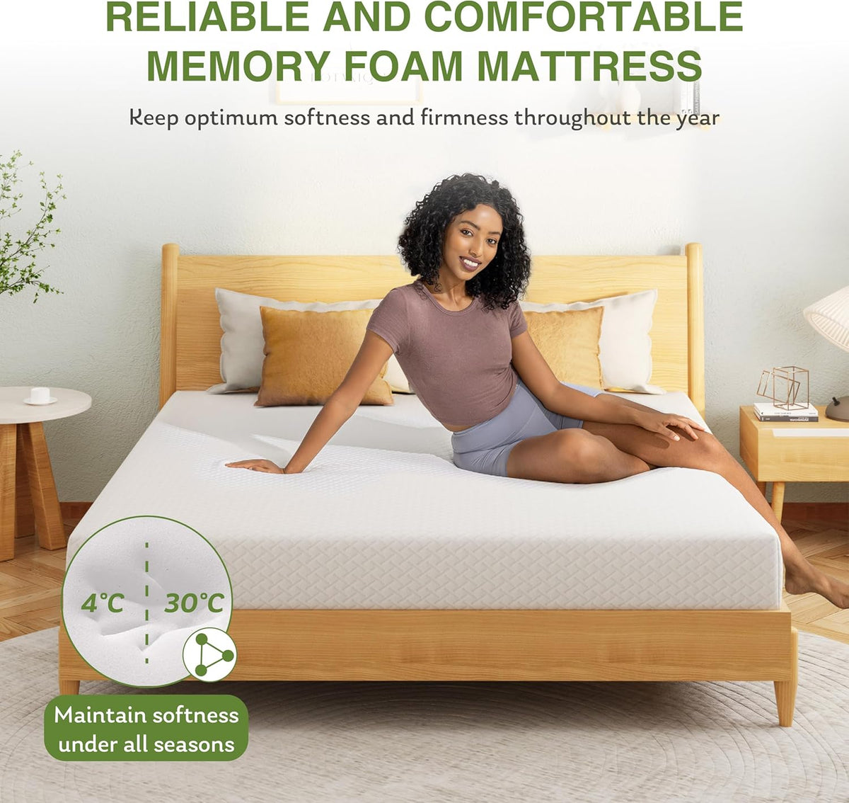 EGOHOME Full Size Memory Foam Mattress, 8 Inch Bed Mattress in A Box with Cooling Green Tea Gel, Pressure Relief with Medium Firm Support