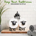 VELENTI Sheep Toilet Roll Holder, Free Standing Bathroom Set, 3D Printed, Funny Hilarious Black Sheep Loo Roll Holder, Tissue Paper Storage, Cute