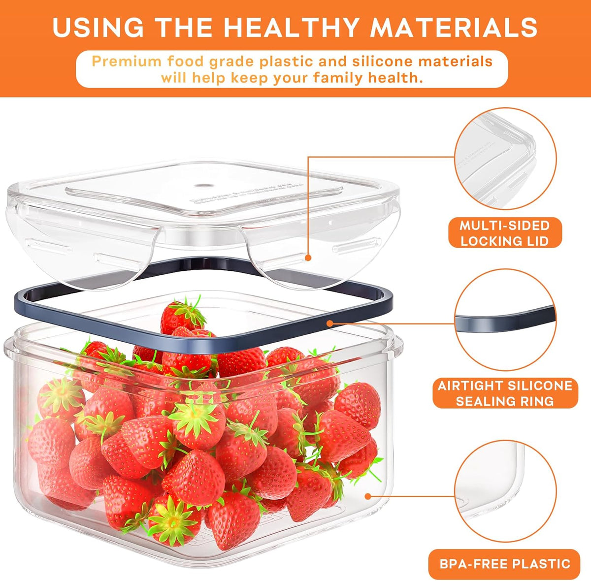 40 PCS Food Storage Containers with Lids Airtight (20 Containers & 20 Lids), Plastic Storage Meal Prep Container-Stackable 100% Leakproof & Microwave