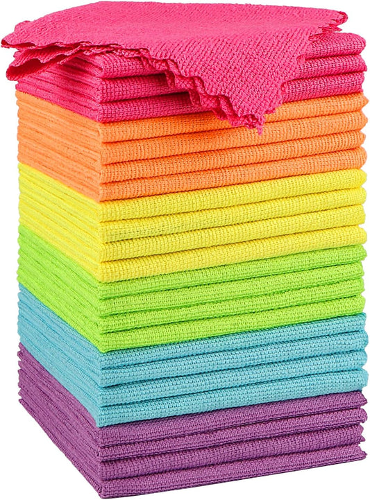 Orighty Microfiber Cleaning Cloth 24 Pack, Highly Absorbent Cleaning Supplies, Lint Free Cloths for Multiple-use, Powerful Clean Rags for House