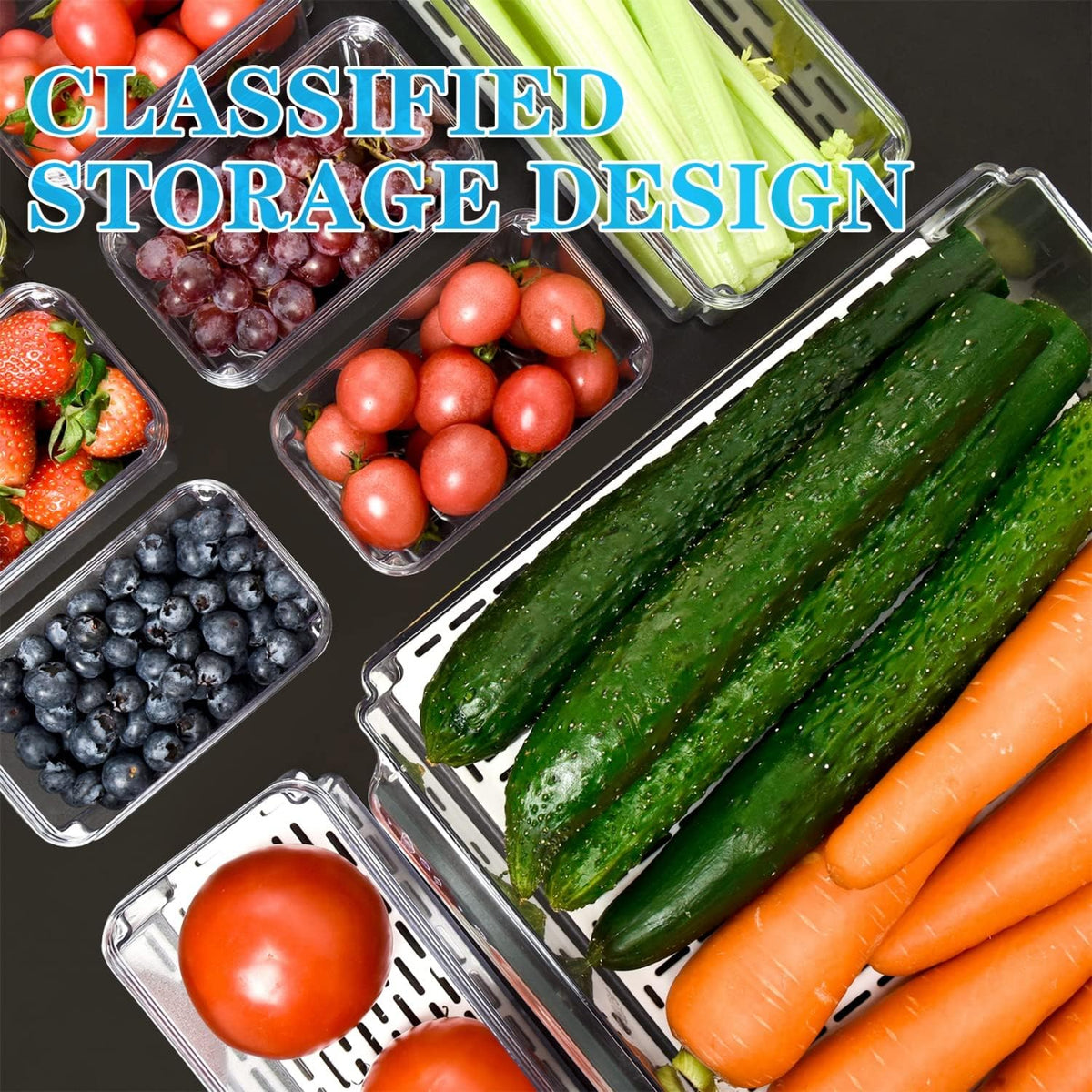 Pomeat 10 Pack Fridge Organizer, Stackable Refrigerator Bins with Lids, BPA-Free Produce Fruit Storage Containers for Fridge, Clear for Food, Drinks
