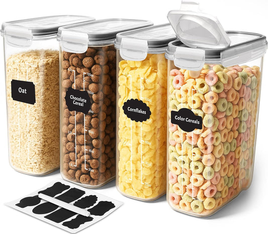 Utopia Kitchen Cereal Containers Storage Set – 4 Pack 4L(135.2 oz) Airtight Food Storage Containers with Lids, BPA-Free Cereal Dispensers for Pantry