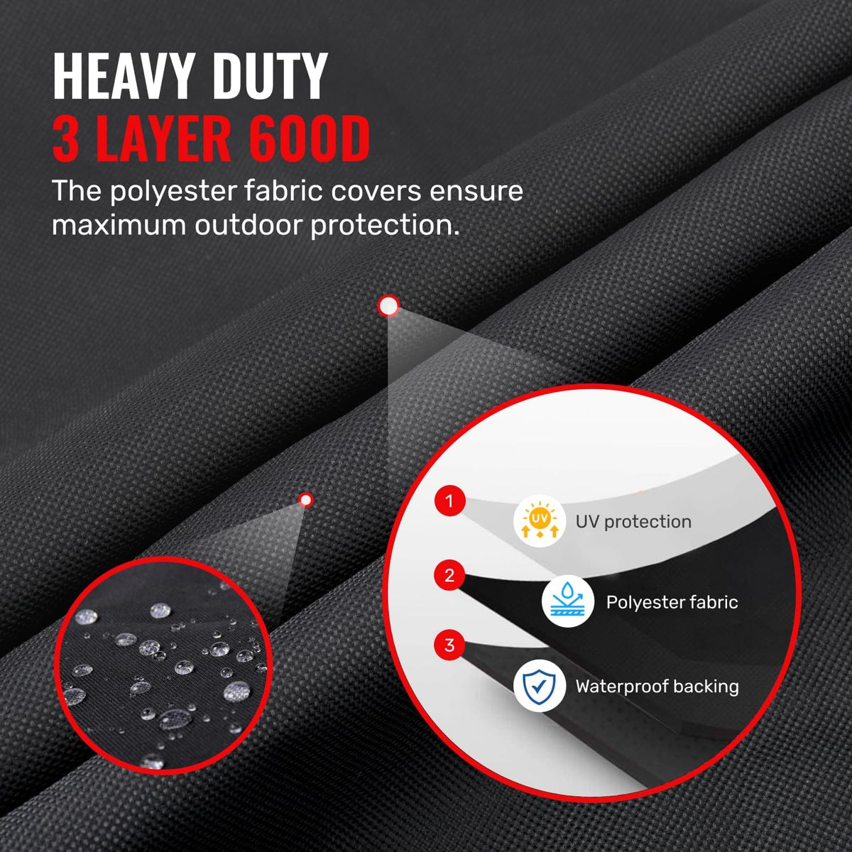 Grillman Grill Cover, BBQ Outdoor Grill Covers, Charcoal, Gas Grills, Waterproof, Rip-Proof, Weather-Resistant, Anti-UV, Barbecue Cover for Weber