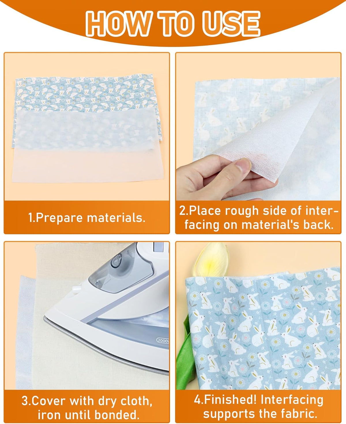 PLANTIONAL Medium Weight White Iron-On Non-Woven Fusible Interfacing: 11.6" x 30yd Medium Weight Non-Woven Interfacing Iron On Polyester Single-Sided