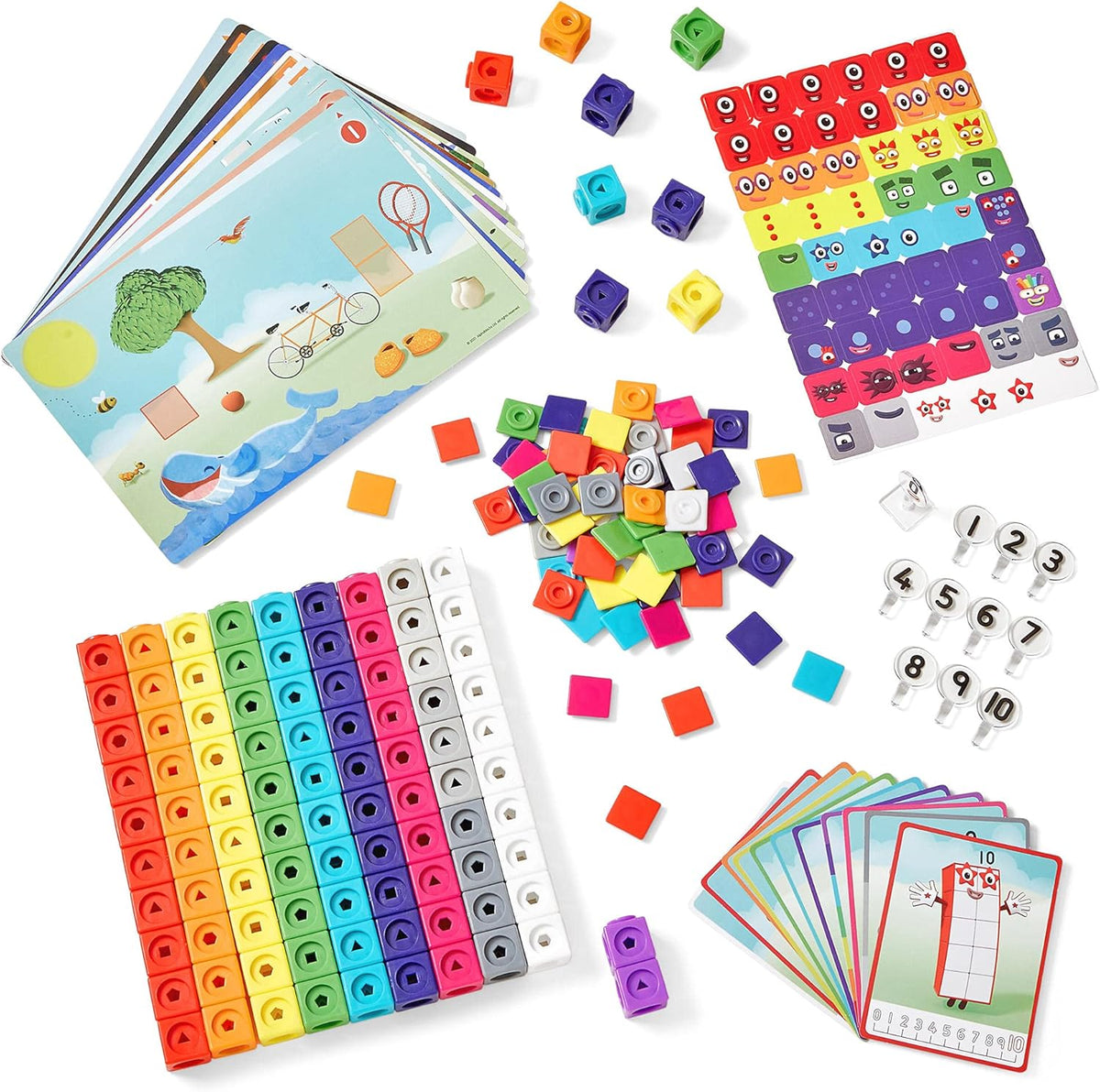 hand2mind MathLink Cubes Numberblocks 1-10 Activity Set, 30 Preschool Learning Activities, Counting Blocks, Linking Cubes, Educational Toys for Kids