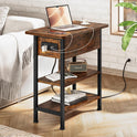 End Table with Charging Station, Flip Top Side Table with USB Ports and Outlets, 3-Tier Small Side Table with Storage for Small Space, End Tables for