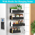 Metal 4 Pack Magnetic Spice Storage Rack Organizer for Refrigerator and Oven, Black Fridge Organizers and Storage
