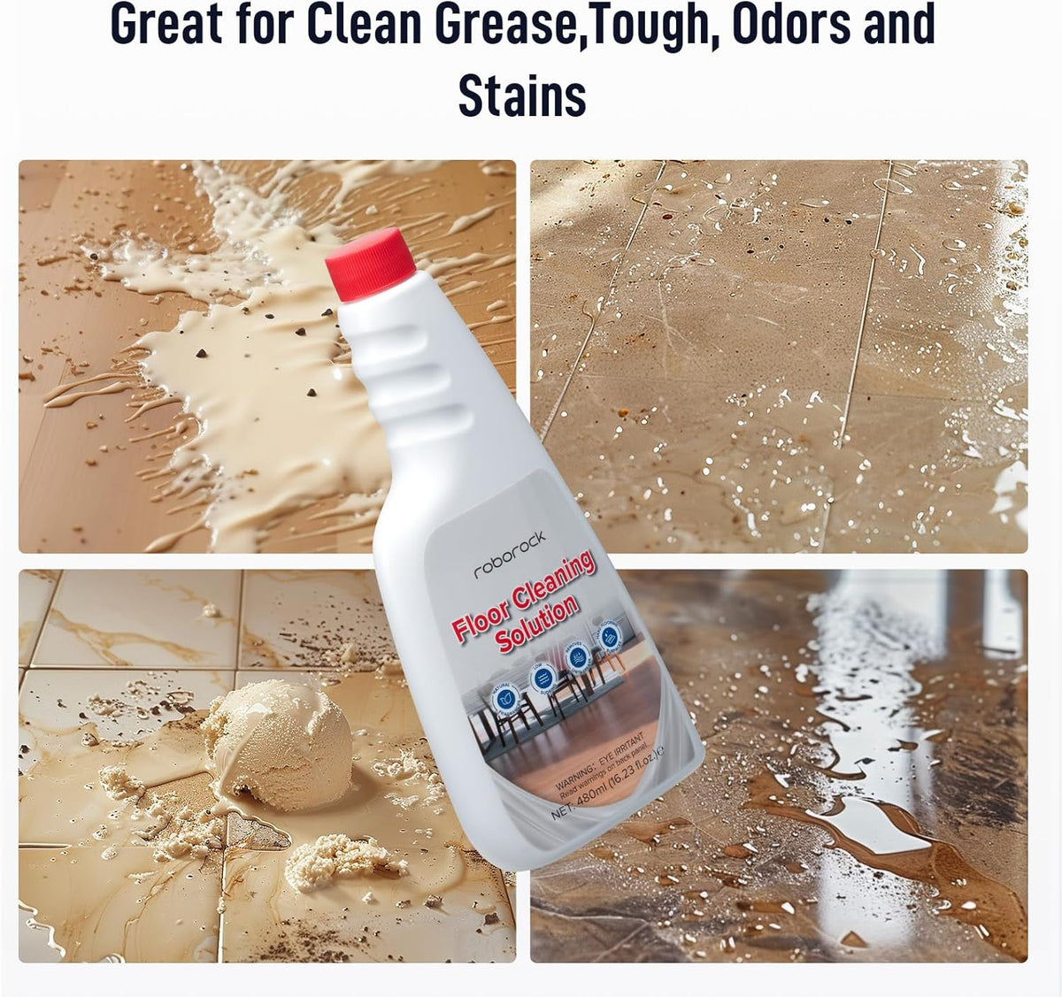 roborock Official Floor Cleaning Solution, Floor Cleaner for Hardwood Tile Hardfloor, Compatible Robot Vacuums with Mopping and Wet Dry Vacuum, 16.2