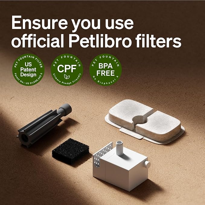 PETLIBRO Replacement Filters for Dockstream Cat Water Fountain PLWF005 PLWF115 PLWF105, 4 Months Set of Replacement Filters for Ultra Quiet Pet Water
