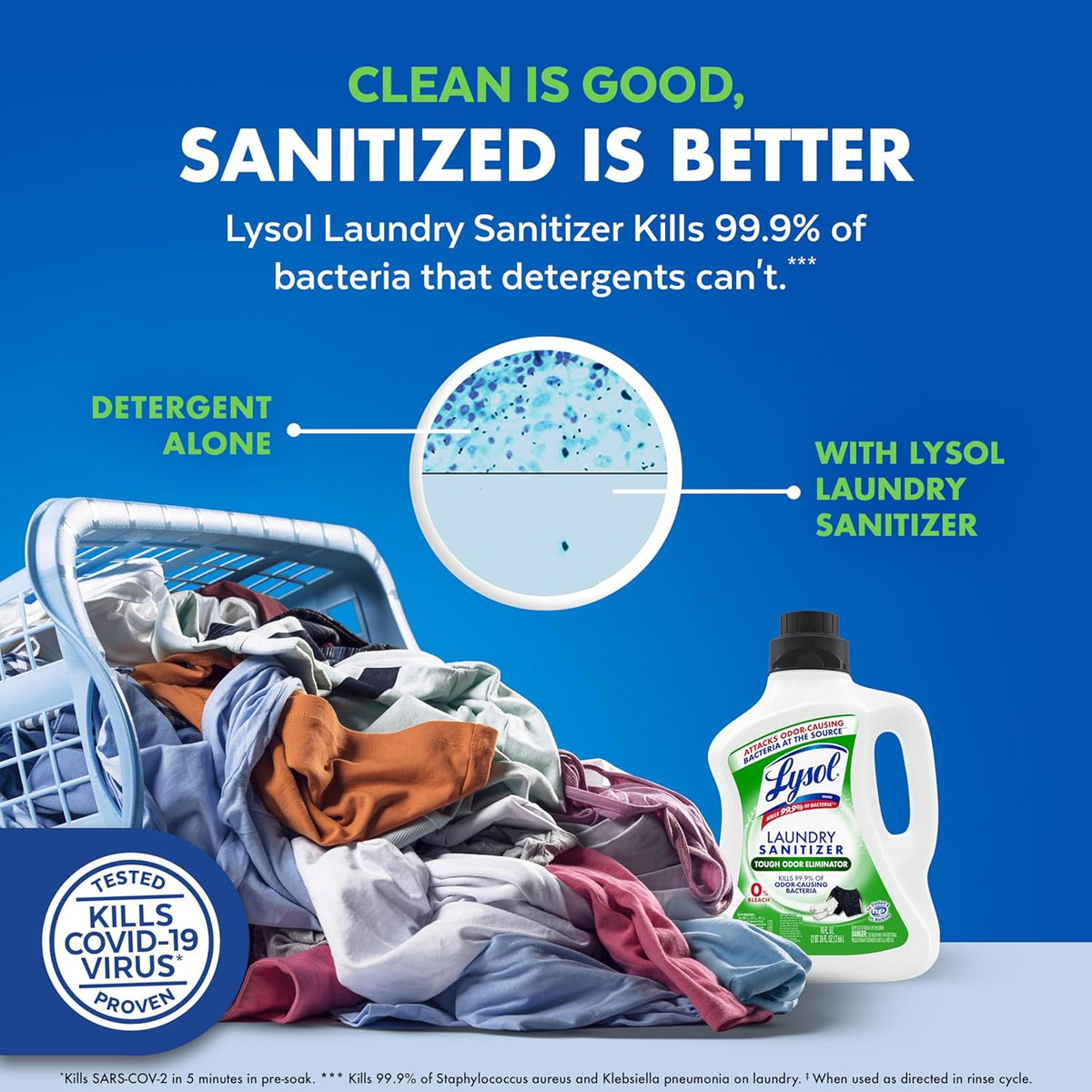 Lysol Tough Odor Eliminator Laundry Sanitizer Additive, Sanitizing Liquid for Gym Clothes and Activewear, 0% Bleach, Eliminates Odor Causing