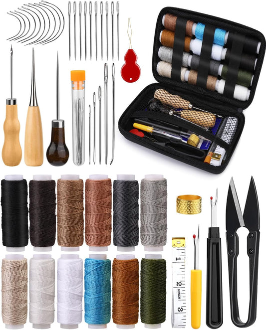 BAGERLA Heavy Duty Sewing Kit, Needle and Thread Kit with Upholstery Thread Needles Sewing Awl Seam Ripper for Car Seats Carpets Shoes Backpacks DIY