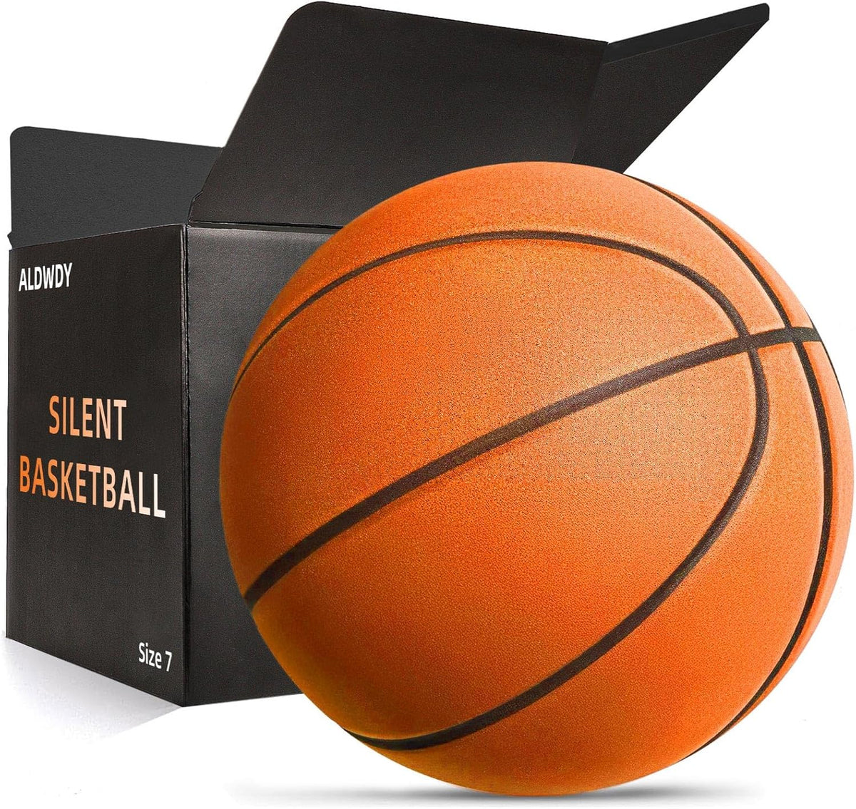 Silent Basketball Size 7 (29.5") – Grooved Airless Indoor Basketball for Quiet Dribbling and Indoor Training, Pro PU Foam Ball – Real Feel Higher