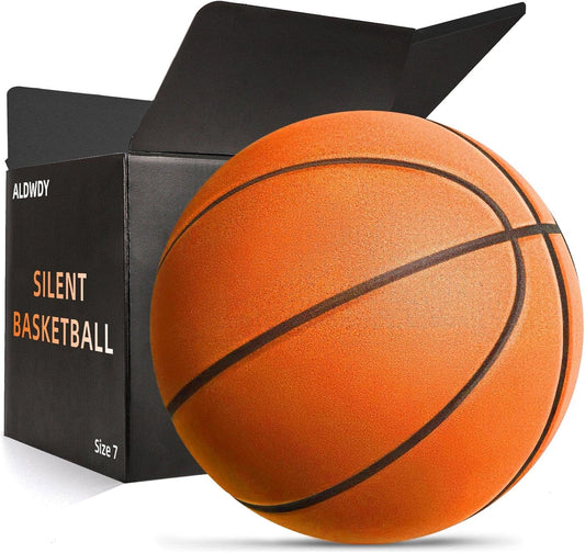 Silent Basketball Size 7 (29.5") – Grooved Airless Indoor Basketball for Quiet Dribbling and Indoor Training, Pro PU Foam Ball – Real Feel Higher