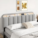 ONBRILL Adjustable Headboard for King/California King Size Bed Frame, Linen Fabric Bed Headboard with Storage & RGB LED Light in Modern Vertical