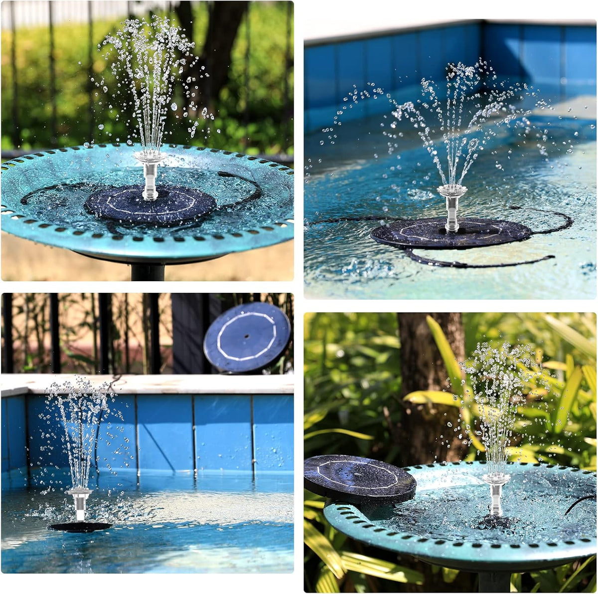 AISITIN 3.5W Solar Fountain Pump for Water Feature Outdoor DIY Solar Bird Bath Fountain with Multiple Nozzles, Solar Powered Water Fountain for Garden, Ponds, Fish Tank and Aquarium - Cart Shape