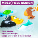 Tub Works® Marine™ Mold Free Bath Toys, 6 Pack | Sealed, No Hole Bath Toys Design Keeps Moisture Out | Soft, Squeezable & Float on Water | Easy-Grip