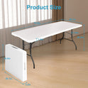 Bblife 6FT Folding Tables Heavy Duty Folding Table, Multi-Functional Fold up Table for Outdoor Camping Picnic Parties, Indoor Events White Training