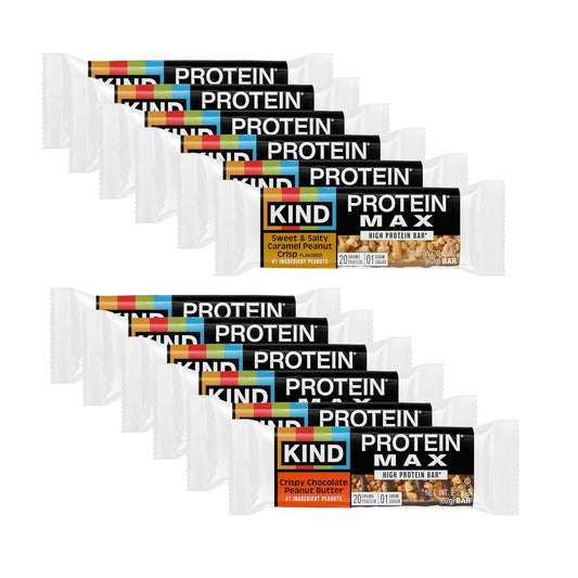 KIND Protein MAX Variety Pack, High Protein Bars, Keto Snacks, 1g Sugar, 20g Protein, (6) Crispy Chocolate Peanut Butter (6) Sweet & Salty Caramel