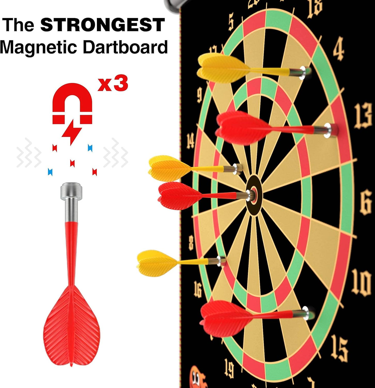 Magnetic Dart Board for Kids - Indoor Outdoor Darts Game, 16pcs Magnetic Darts, Double Sided Board Games Set, Best Toys Gifts for Teenage Age 5 6 7 8