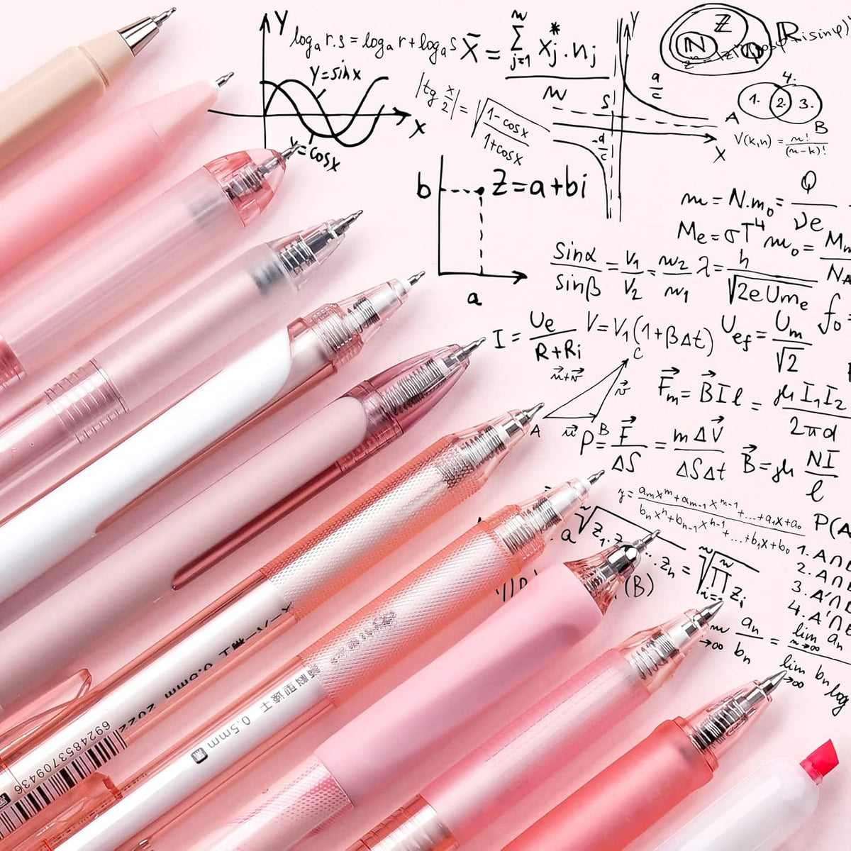 Four Candies Rose Series Gel Pens, Cute Writing Pens with Black & Pink Ink, 0.5 mm Smooth Fine Point, School Office Supplies Girly Stationery
