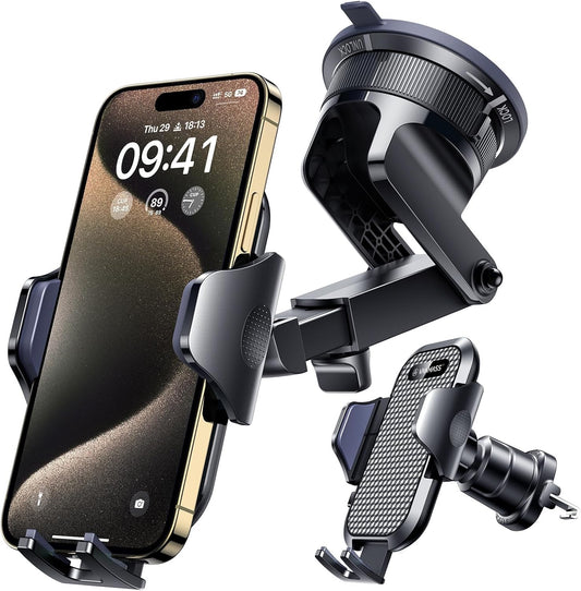 [2025 True Military-Grade] Car Phone Holder VANMASS [Upgraded Strongest Suction & Clip] Cell Phone Mount for Dashboard Windshield Vent Wall,Truck