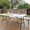Folding Table 6FT HDPE 6 Foot Foldable Table Portable Banquet Surface Fold-in-Half Desk Utility for Working Meeting Parties, Picnic, Camping