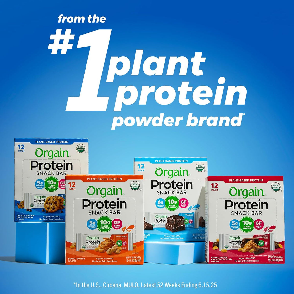Orgain Organic Vegan Protein Bars, Peanut Butter Chocolate Chunk - 10g Plant Based Protein, Low Calorie Healthy Snacks, No Lactose or Soy