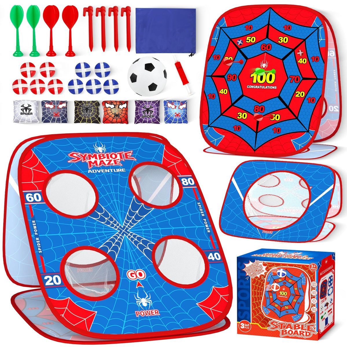 Spider Bean Bag Toss Game, Cornhole Board Outdoor Toys for Kids Age 4-12 | Outdoor Toys for Toddlers, Family Party Activity, Yard Backyard Beach Lawn