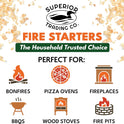 Superior Trading Fire Starter Pods in Plastic Bucket - Fire Starters for Campfires, BBQ, Grill, Pit, Wood Stove & Charcoal Starter, 15-20-Min Burn