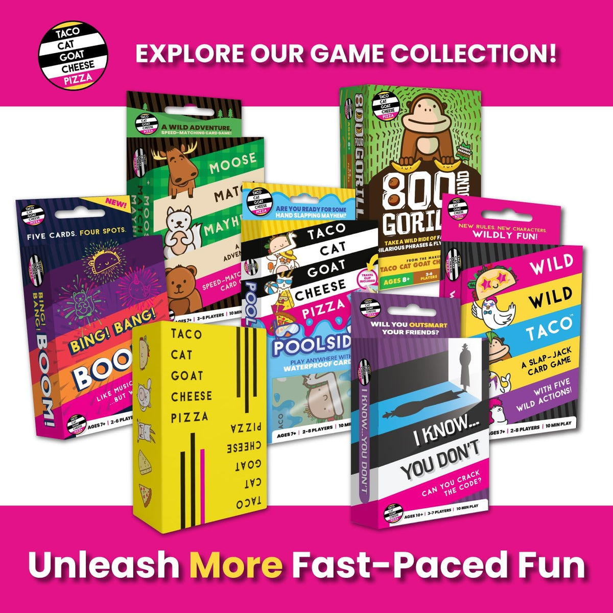 Taco Cat Goat Cheese Pizza Wildly Entertaining Card Game for Family and Group Game Night | Easy to Learn and Play with 10-15 Minute Rounds | Fun for