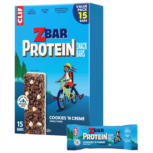 Zbar Protein - Cookies 'N Creme - Crispy Snack Bars - Made with Organic Oats - Non-GMO - 5g Protein - Gluten Free Protein Bars (15 Pack)