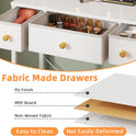 Small Makeup Vanity Desk 27.5''W with Mirror and Lights, Vanity Desk with 3 Fabric Drawers and Height-Adjustable Stand, Vanity Table for Girls Gifts