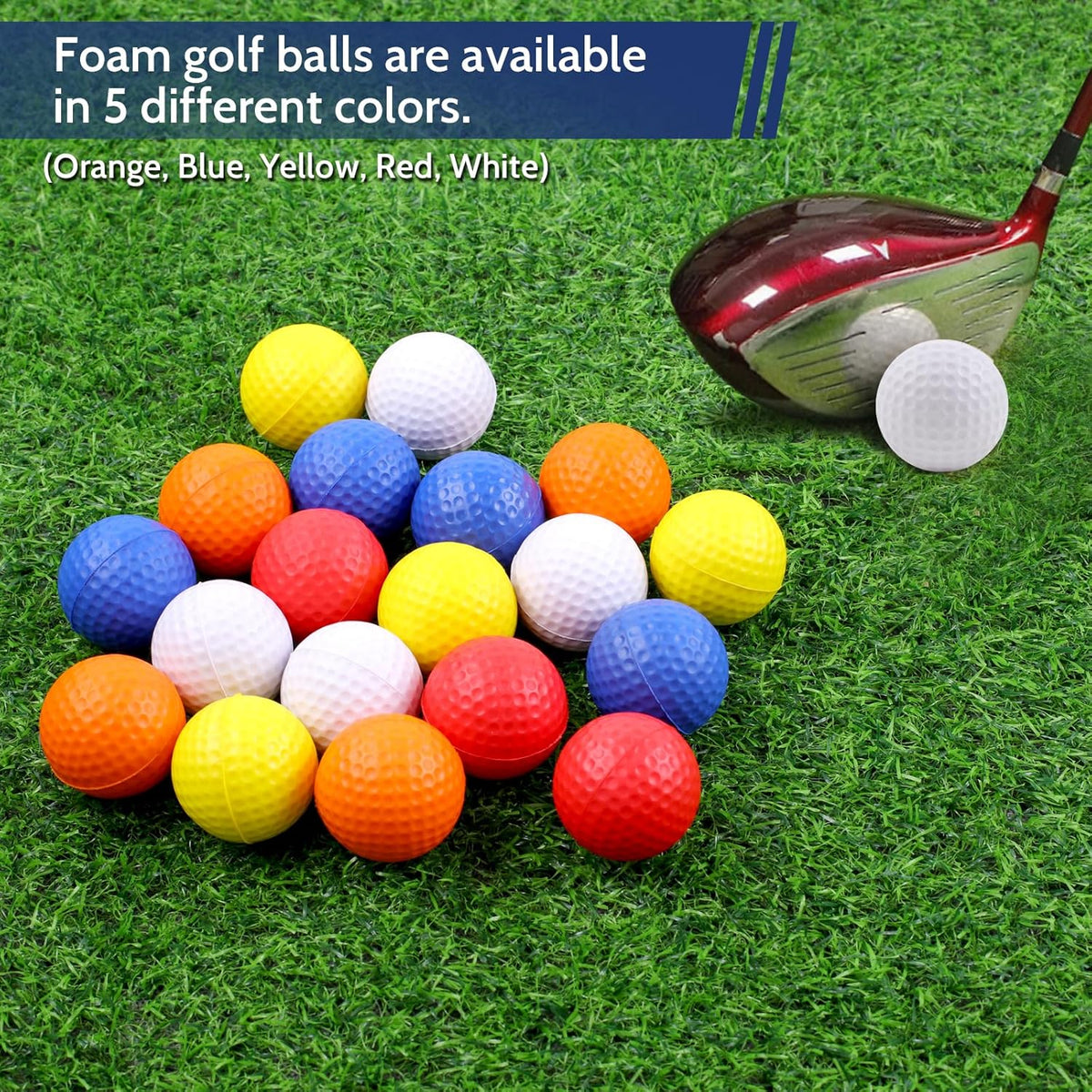 Guirnd 20 Pack Foam Golf Balls, 41mm Practice Golf Balls, Realistic Feel and Long Lasting Limited Fligh Practice Golf Balls for Backyard, Soft Golf