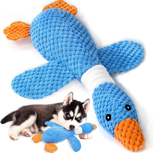 Vitscan Upgraded Goose Indestructible Dog Toys for Aggressive Chewers Small Medium Large Breed, Crinkle Squeaky Plush Dog Puppy Chew Toys