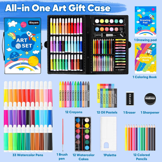 iBayam Art Supplies, 149-Pack Drawing Kit Painting Art Set Art Kits Gifts Box, Arts and Crafts for Kids Girls Boys, with Coloring Book, Crayons