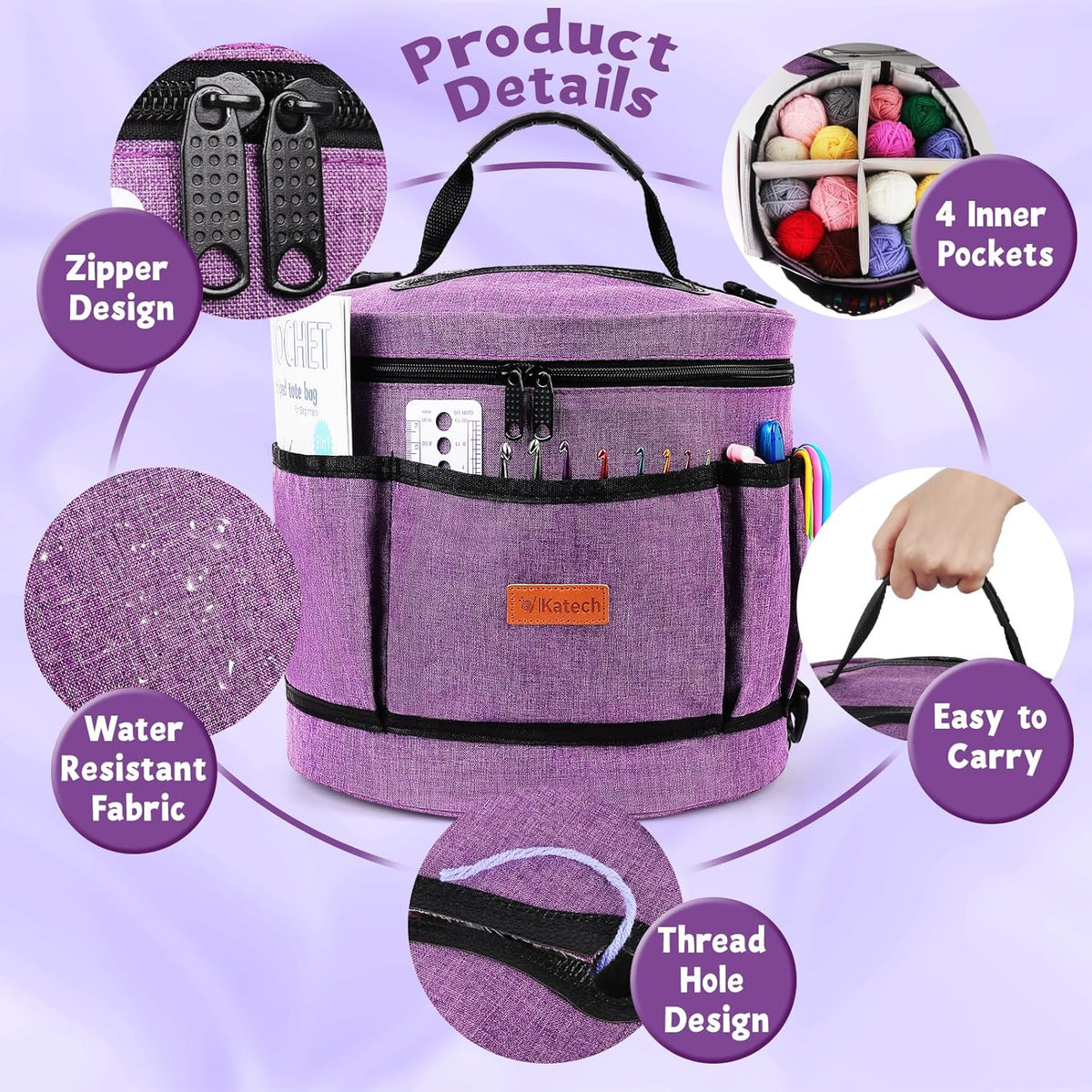 Katech Crochet Kit for Beginners, Beginner Crochet Kit for Adults-Crochet Kits Includes Crochet Hooks Knitting Bag Crochet Yarn for Crocheting