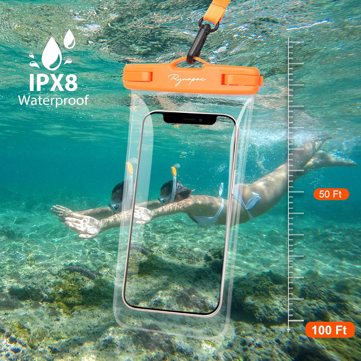 Waterproof Phone Pouch Bag - 7.5in Water Proof Cell Phone Case for Beach Travel, IPX8 Dry Bag with Lanyard for iPhone 16 15 14 Pro Max Galaxy S25