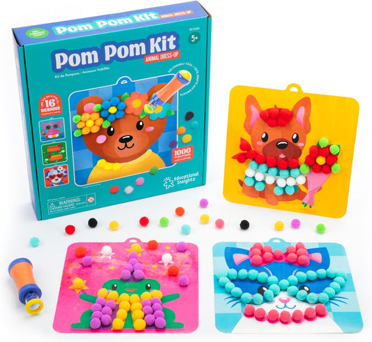 Educational Insights Pom Pom Kit - Arts and Crafts for Kids, Mess Free Crafting Supplies & Projects, Preschool Creativity, DIY Sensory Activity for