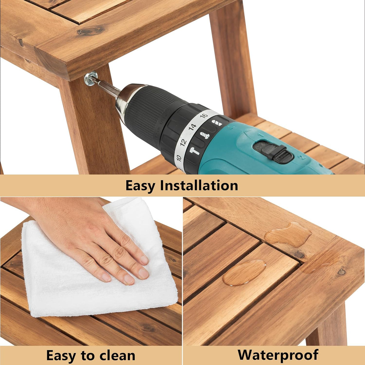 Double Adirondack Side Table, Weather-Resistant Rectangular End Table for Patio, Garden, Lawn, and Living Room. Ideal as a Stylish Indoor and Outdoor