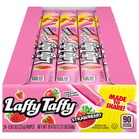 Laffy Taffy Rope Candy, Strawberry Flavor, 0.81 Ounce Ropes (Pack of 24)