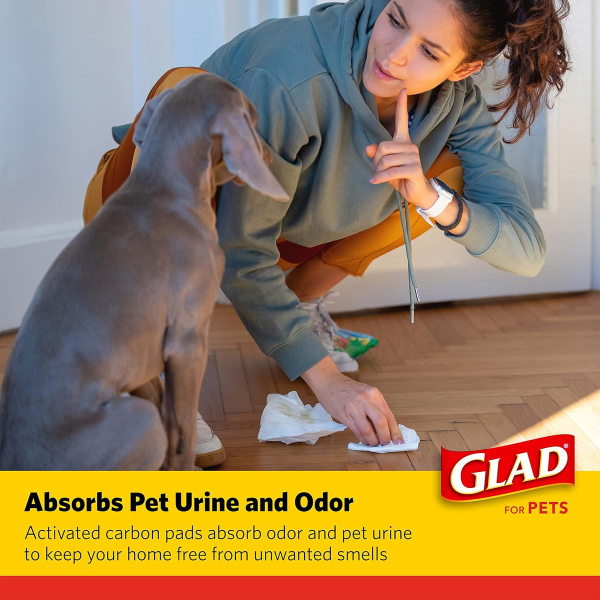 Glad for Pets Black Charcoal Puppy Pads, 23"x23" Disposable Pee Pad That Absorbs & Neutralizes Urine Instantly, Activated Carbon Training Pads