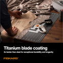 Fiskars 60mm Rotary Cutter for Fabric with Ergonomic Loop Grip And Comfort Handle, Titanium Rotary Fabric Cutter for Thick Materials, Easy and Safe