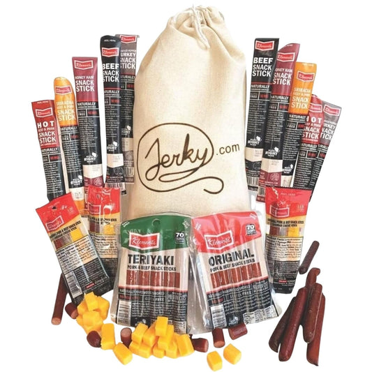 Jerky.com 26pc Meat Sticks Variety Pack | Healthy Snack for Adults | Low Sugar & High Protein | Gluten Free & Keto Meat Sticks | Pork, Turkey, Ham