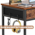 Furologee Small Computer Desk with 2 Fabric Drawers for Bedroom,34 Inch Home Office Writing Desk, Vanity Desk with Hooks, Simple Study Desk for Small