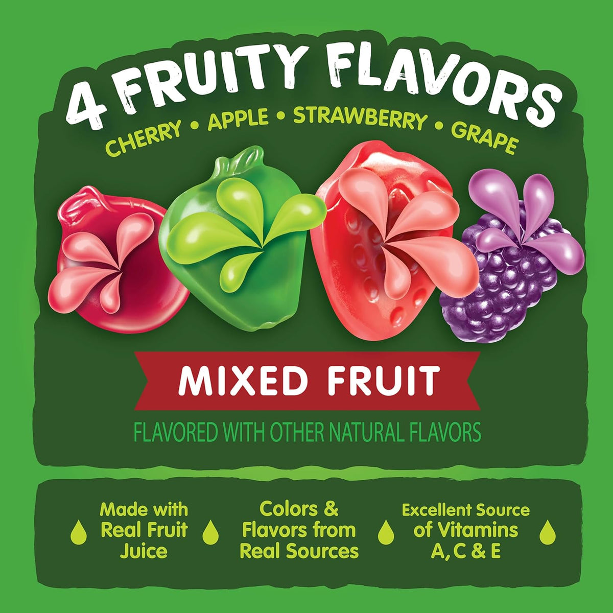 Black Forest, Juicy Burst, Fruit Flavored Snacks, Mixed Fruit Flavors, A Juicy Burst of Natural Flavors, Made with Real Fruit Juice, 0.8 oz 40 ct