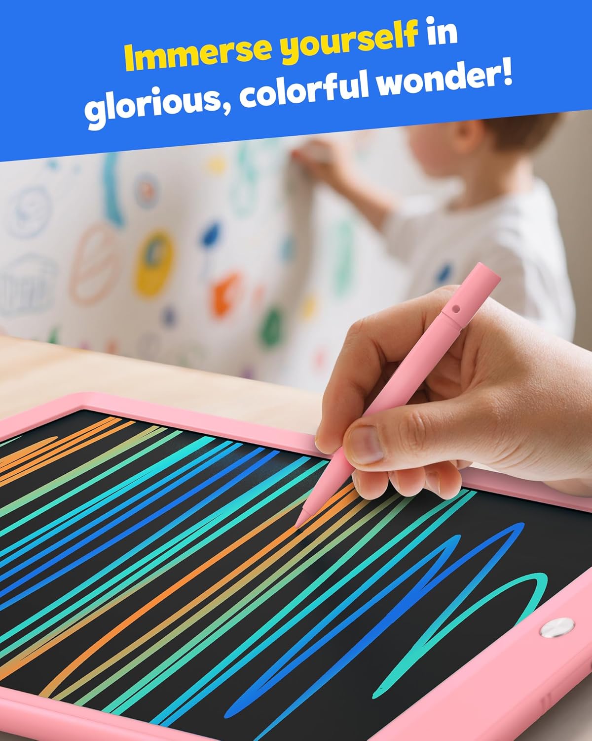 TEKFUN LCD Writing Tablet for Kids, 10-inch Coloring Drawing Pad, Mess Free Doodle Board, Gifts for Girls and Toddlers, Toys for 3 4 5 6 7 8 Year Old