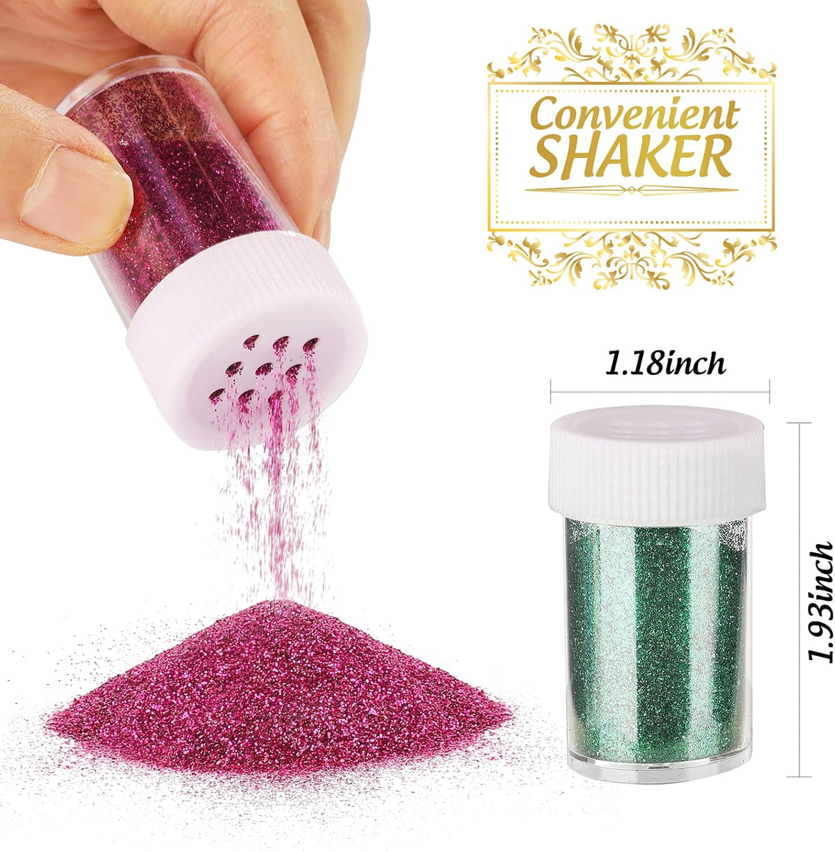 LEOBRO Glitter, 18 Pack Fine Glitter, Craft Glitter Powder Shake Jar, Multi Assorted Set Extra Fine Glitter for Resin Art Crafts Tumbler Scrapbook