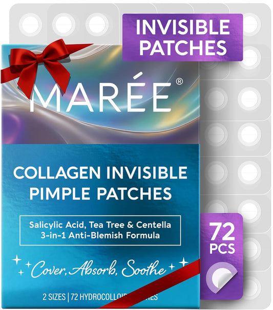 MAREE Pimple Patches for Face - Acne Clearing Device - Clear Acne Patches for Face - Invisible Hydrocolloid Patch Parches Para Acne Stickers Zit Dots